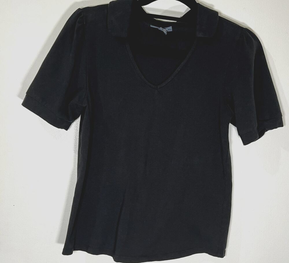 Modcloth black cotton polo fitted large women's